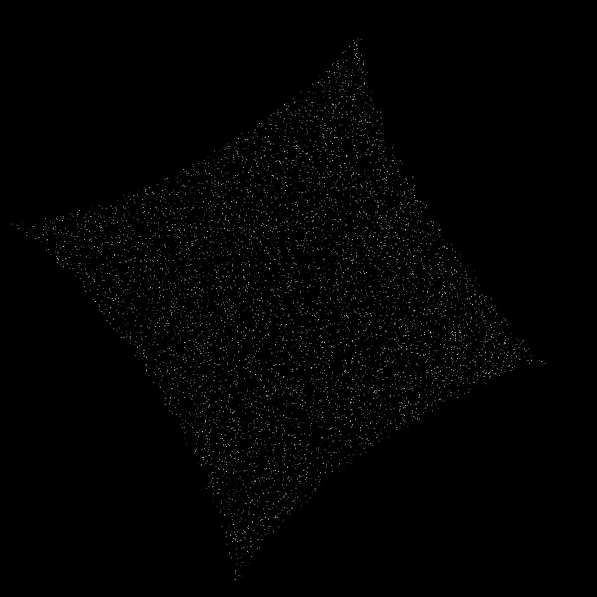 Four-point Parch sculpture made of silver and spectral particles